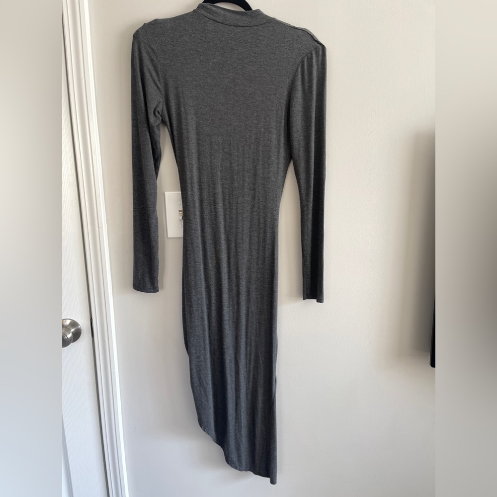 WinWin Womens Dress Size Small Gray High Spilt Bodycon Mock Neck - Picture 4 of 13